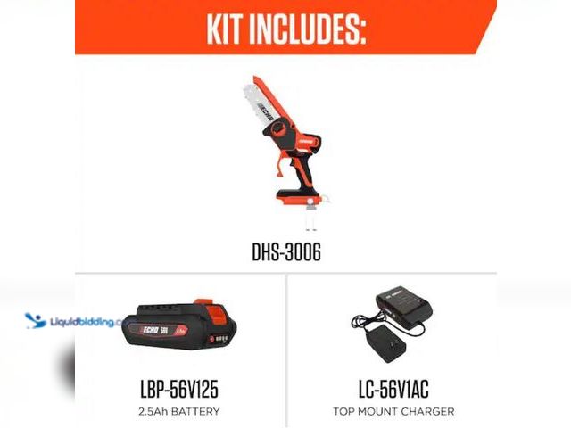 Lot 49-3614355 - ECHO 56V Brushless Cordless Battery Powered 6" Handheld Mini Pruning Chainsaw Kit with 2.5Ah Battery...