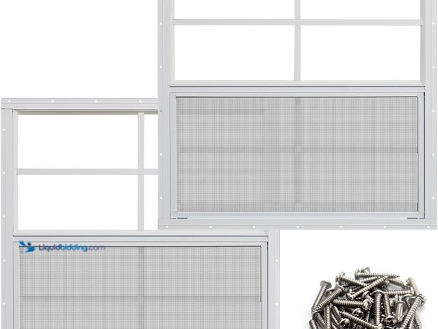 Lot 49-3616899 - (2-Pack) Outdoor Shed/Garage Windows, 36"x36" Flush Mount Windows, Tempered Glass, Fiberglass Screen...