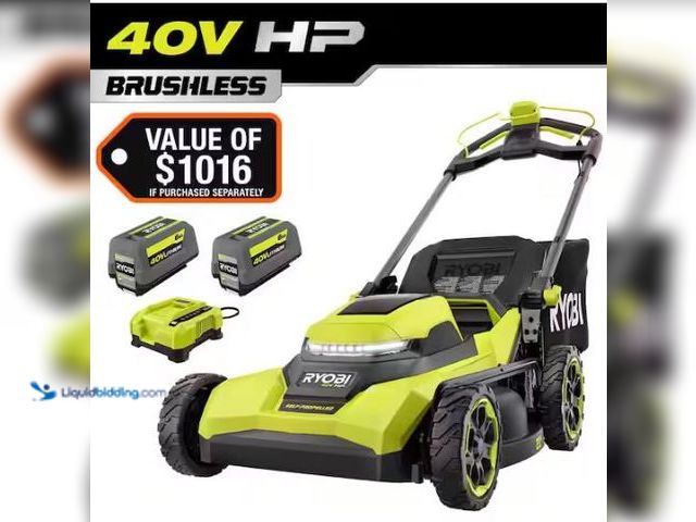 Lot 49-1577447 - RYOBI 40V HP Brushless 21 in. Cordless Battery Walk Behind Self-Propelled Lawn Mower with (2) 6.0 Ah...