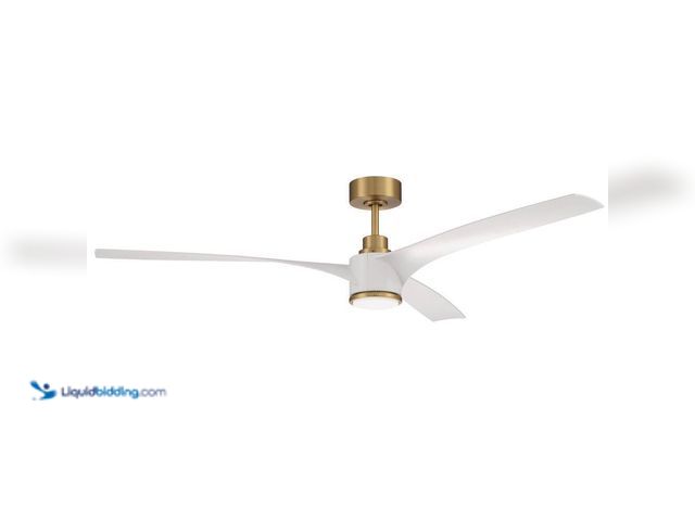 Lot 49-5512008 - CRAFTMADE 60 in. Satin Brass Finish with White Blades Angled Mount Standard Ceiling Fan Integrated L...