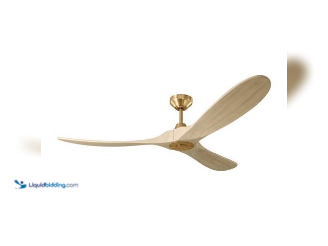 Lot 49-5446837 - Maverick 60 in. Smart Indoor/Outdoor Burnished Brass Ceiling Fan with Washed White Oak Blades and Re...