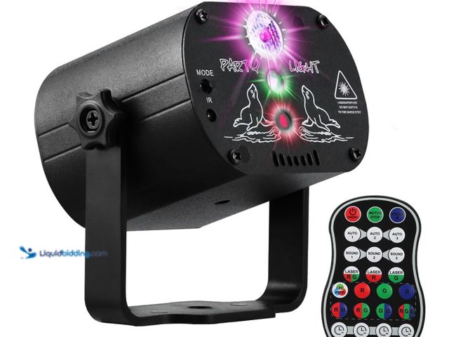 Lot 49-1519998 - DJ Disco Stage Party Lights, LED Sound Activated Laser Light RGB Flash Strobe Projector with Remote ...