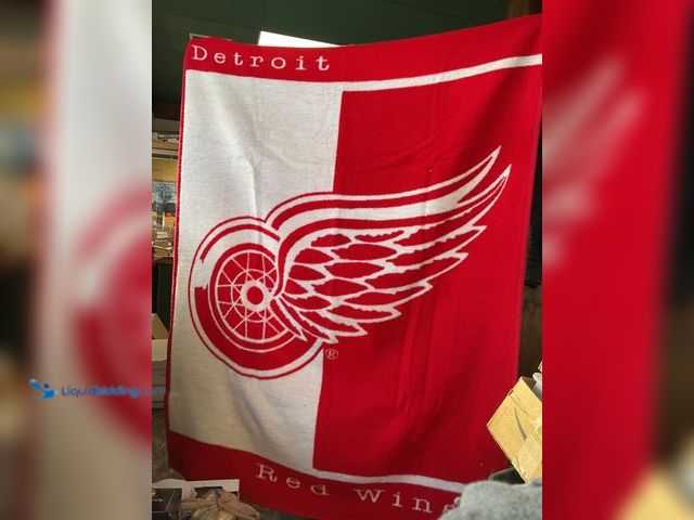 Lot 49-3708153 - Metal Signs VERY NICE PRE-OWNED DETROIT RED WINGS LARGE THROW BLANKET MEASURES APPROXIMATELY 5FT BY ...