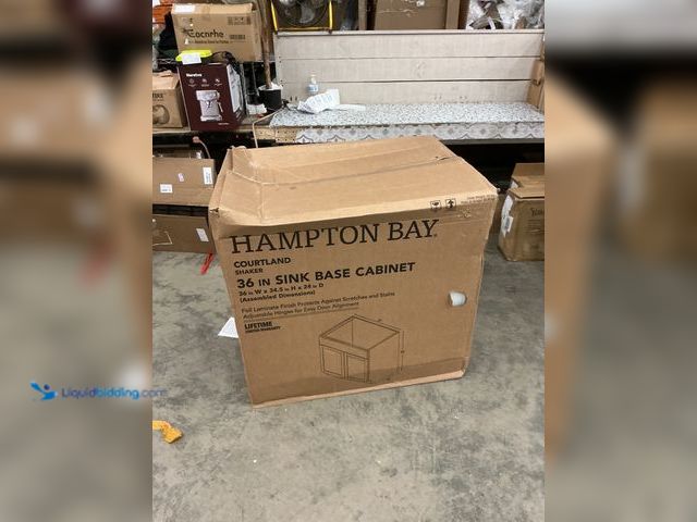 Lot 49-5437575 - PARTS AND REPAIR. Hampton Bay Courtland 36 in. W x 24 in. D x 34.5 in. H Assembled Shaker Sink Base ...