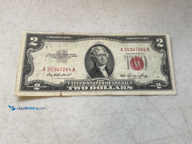 Lot 49-1830017 - 1953 LARGE RED SEAL UNITED STATES 2 DOLLAR BILL BANKNOTE #COINS0219
