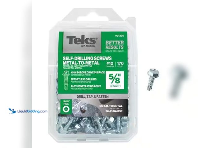 Lot 49-3615865 - Lot of (3) Teks #10-16 x 5/8 in. Slot Hex Hi-Hat Serrated Drill Point Screw (170-Pack), Model # 2139...