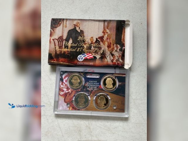 Lot 49-1830649 - COLLECTIBLE 2007 UNITED STATES MINT PRESIDENTIAL $1 COIN PROOF SET 4 COINS IN HARD PLASTIC CASE AND ...