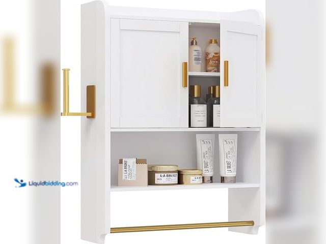Lot 49-1556609 - VECELO Bathroom Wall Cabinet, Wall Mounted Medicine Cabinet, Space Saver Storage Cabinet with Towel ...