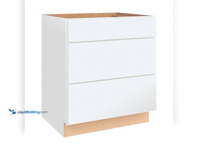 Lot 49-5406372 - Hampton Bay Courtland 30 in. W x 24 in. D x 34.5 in. H Assembled Shaker Drawer Base Kitchen Cabinet ...