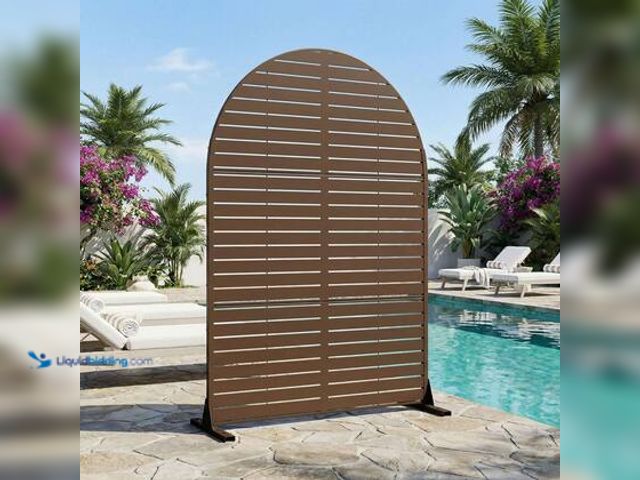 Lot 49-5572005 - MAYEERTY 1-Piece 72 in. x 47 in. Arch Brown Privacy Screen for Patio, Outdoor Freestanding Decorativ...
