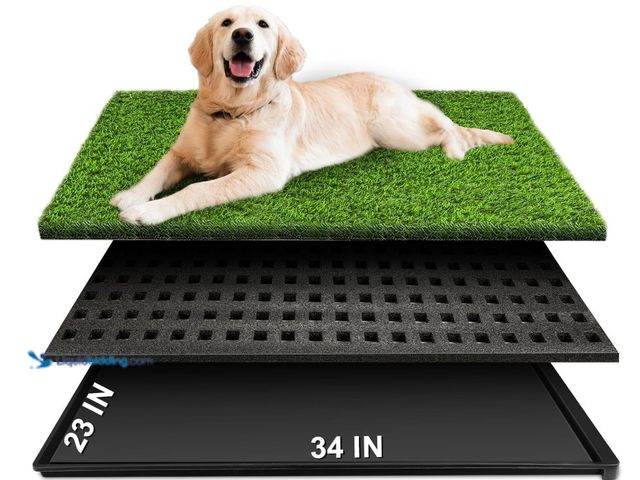 Lot 49-1516458 - Dog Grass Pad with Tray, 26''X38'' Large Artificial Turf Grass Potty, Reusable Puppy Pee Pads for Do...