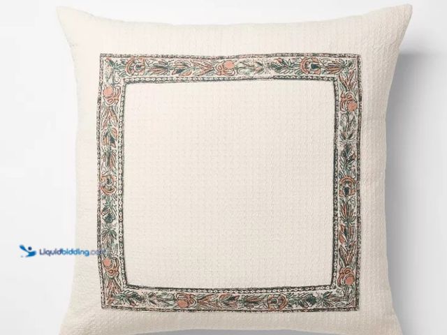 Lot 49-5543003 - QTY 3 - Oversized Square Border Pattern Cream - Threshold™ Design with Studio McGee. New UPC: 196761...