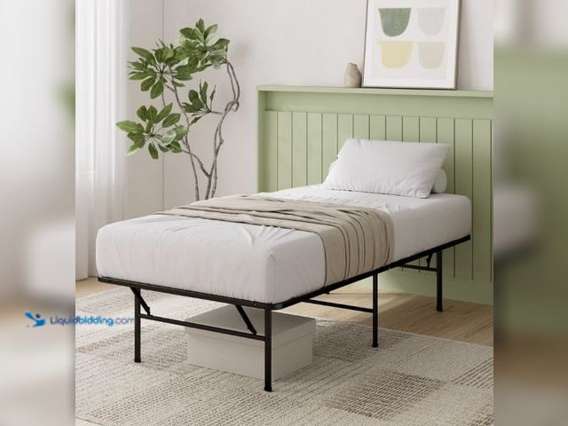 Lot 49-3431541 - Blackstone 14" Metal Smartbase Heavy-Duty Bed Frame Foundation, Twin, Model# 45612502, Unused.  Ref#...