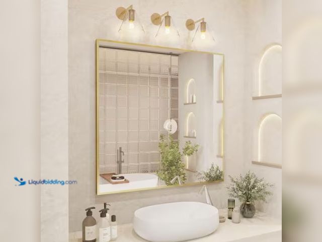 Lot 49-1550438 - Klajowp 36 in. W x 36 in. H Rectangle Aluminum Alloy Framed Wall Mounted Bathroom Vanity Accent Mirr...