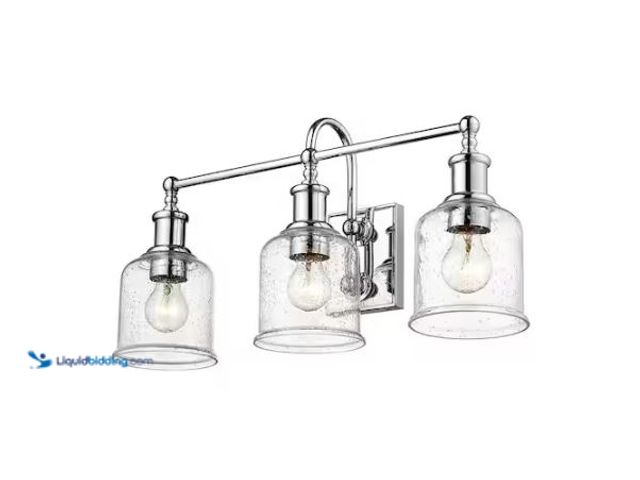 Lot 49-1627516 - Bryant 24 in. 3-Light Chrome Vanity Light with Glass Shade Model # 734-3V-CH, Unused, Has Attachment...