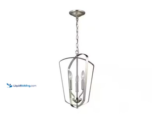 Lot 49-1568995 - Generation Lighting Romee 3-Light Brushed Nickel Hall-Foyer Hanging Pendant Model # 5134903-962, Unu...