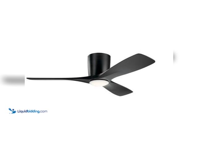 Lot 49-5546359 - KICHLER Volos 48 in. Indoor Satin Black Low Profile Ceiling Fan with Integrated LED with Wall Contro...