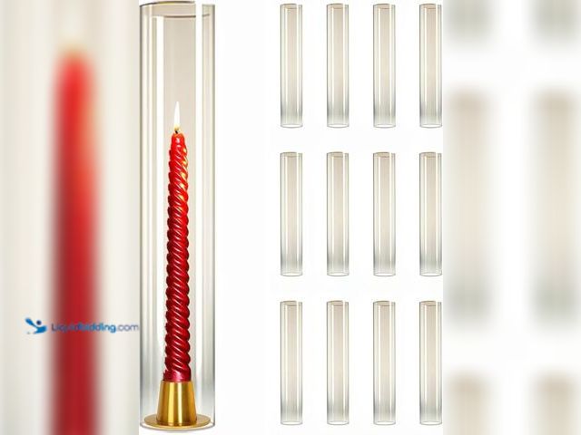 Lot 49-3470164 - 12 Pcs 2.5"W x 14"H Hurricane Glass Candle Holders - Bottomless Glass Hurricane Pillar Candle Holder...