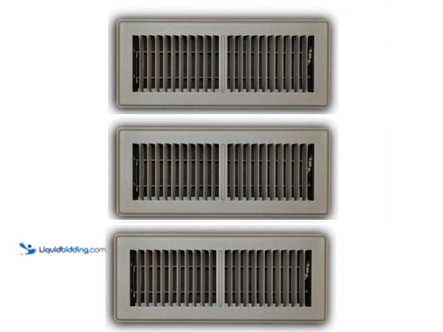 Lot 49-3616544 - Set of (3) Everbilt 4 in. x 12 in. 2-Way Steel Floor Register in Brown - Unused Model # 324642