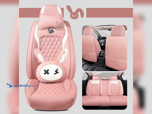 Lot 49-5458856 - Cute Cartoon Bunny car seat Cover 5 Set with Waterproof PU Leather for Cars SUV Pick-up Truck Univer...