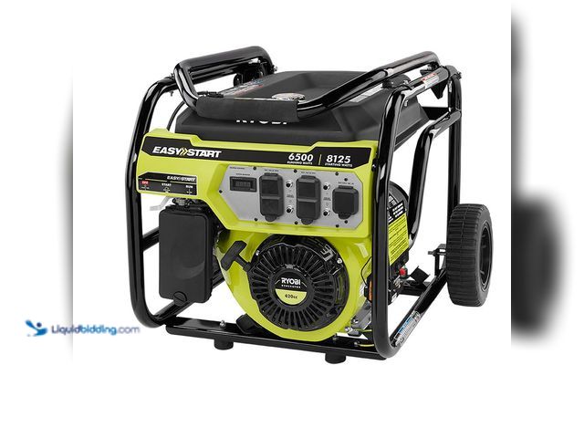 Lot 49-5447799 - RYOBI 6500-Watt Gasoline Powered Portable Generator with CO Detect Shutdown Sensor. [Model # RY90650...