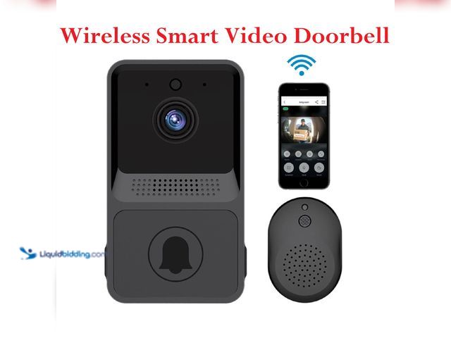 Lot 49-3435037 - Wireless Smart Video Doorbell Intercom Black with Black Chime - NEW - App controlled right from you ...
