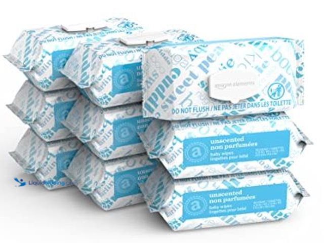 Lot 49-1517548 - (Lot of 9) Amazon Elements Baby Wipes, Unscented, 810 Count, Flip-Top Packs, Model# 00195515011563, ...
