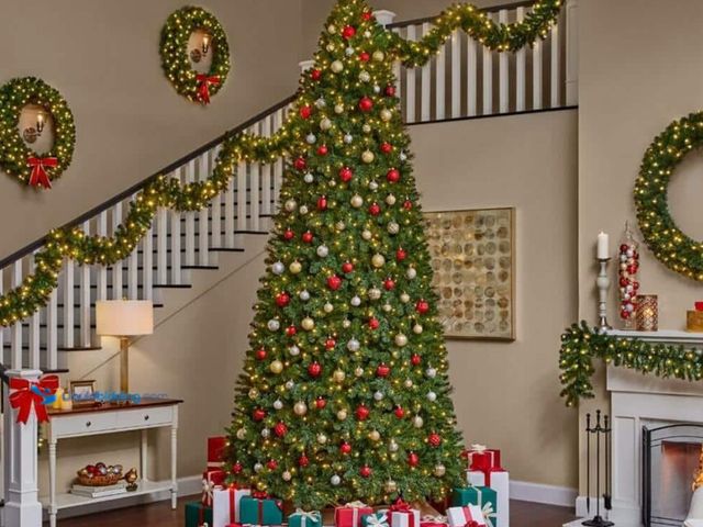 Lot 49-1546892 - Home Accents Holiday 12 ft. Pre-Lit LED Wesley Long Needle Pine Artificial Christmas Tree with 1100 ...
