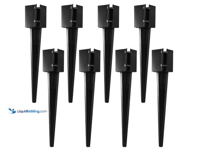 Lot 49-1516828 - 8Pcs 24" Heavy Duty 4x4 Fence Post Anchor Ground Spike Metal Black Powder Coated - Mailbox Post Anch...