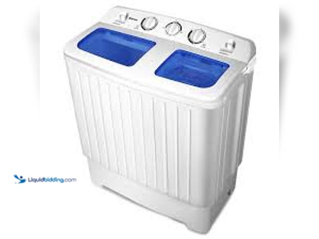 Lot 49-5415290 - Costway 14 in. 1.6 cu. ft. Portable Top Load Washing Machine Mini Compact Washer Dryer in White. Mod...