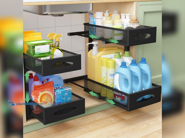 Lot 49-5463449 - Under Sink Organizer, 2 Tier Pull out Cabinet Organizer Baskets with Mesh Sliding Drawers, Slide out...