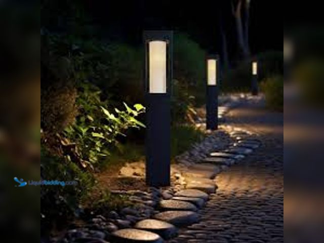 Lot 49-5488270 - Monteaux Lighting Black Integrated LED Outdoor Solar Pathway Lights with Outer Clear and Inner Frost...