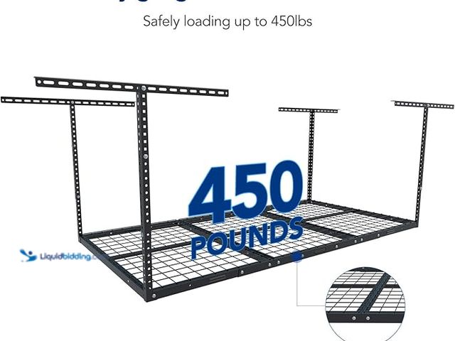 Lot 49-1556405 - FLEXIMOUNTS 1 Pack 3x8 Overhead Garage Storage Adjustable Ceiling Rack 72" Length x 36" Width x 40" ...