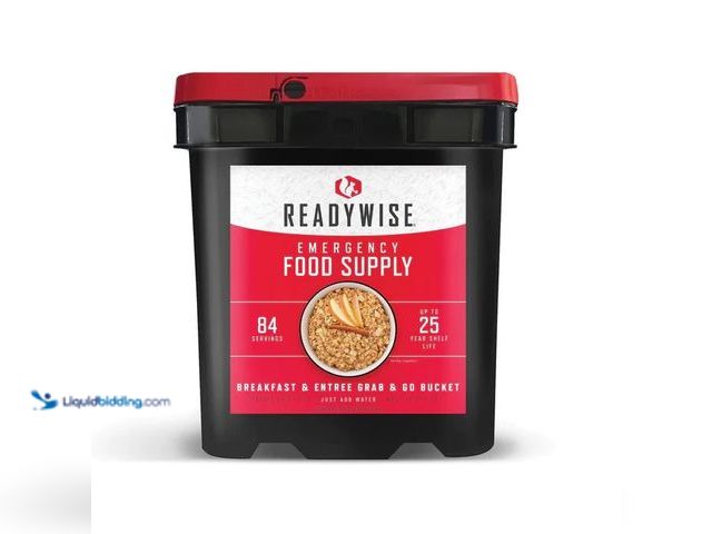 Lot 49-1570228 - Readywise Emergency Food Supply 84 Serving Breakfast & Entree Grab & Go Bucket, 25 year shelf life, ...