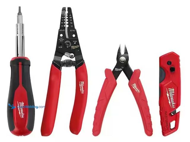 Lot 49-3637862 - Milwaukee Electrician's Hand Tool Kit (4-Piece), Model # 48-22-6119, New.   Ref#PA0911