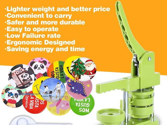 Lot 49-5437734 - Button Maker Machine 58mm (2.25 in) Installation-Free, DIY Button Pin Maker Machine, Button Badge Pr...