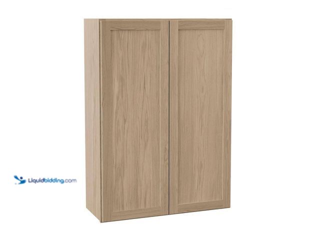 Lot 49-5408114 - Sinclair 30 in. W x 12 in. D x 42 in. H Assembled Wall Cabinet in Shaker Light Oak. Unused. Slightly...