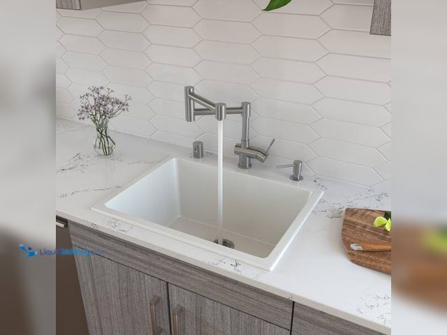 Lot 49-5454232 - ALFI BRAND Fireclay 24 in. Single Bowl Undermount Kitchen Sink in White. Model # AB2418UD-W . Item u...