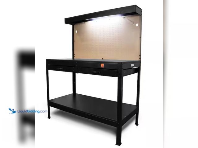 Lot 49-2006056 - WEN 48 in. W x 25 in. D 2-Drawer Workbench with Power Outlets and Light, Model # WB4723T, Slightly u...