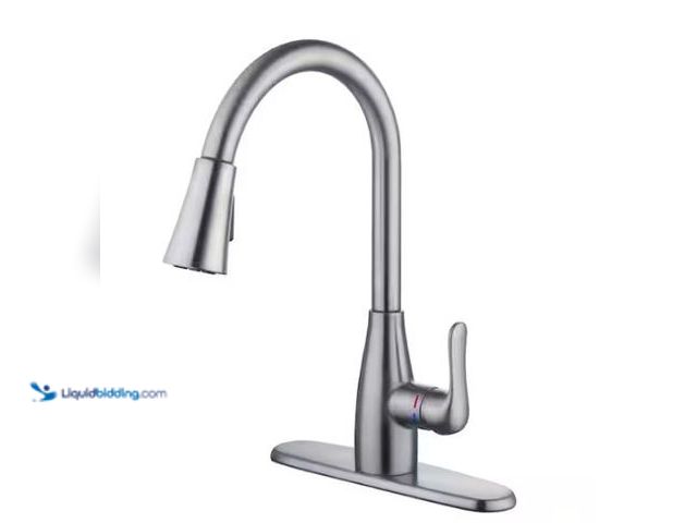 Lot 49-1569468 - Glacier Bay McKenna Single-Handle Pull Down Sprayer Kitchen Faucet in Stainless Steel with TurboSpra...