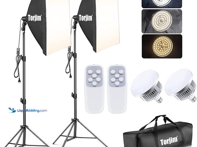 Lot 49-3528091 - Torjim Softbox Photography Lighting Kit, 2Pcs 27" x 27" Professional Soft Box | 3000K-7500K 85W LED ...