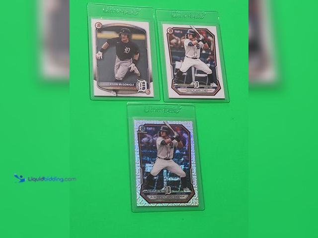 Lot 49-1913853 - 3- DETROIT TIGERS KEVIN MCGONIGLE ROOKIE BASEBALL CARDS. ALL CARDS ARE IN PROTECTIVE CASES. TIGERS Y...