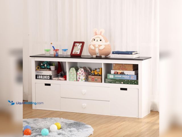 Lot 49-2022984 - GarveeHome Kids Toy Storage Organizer - Large Storage Cabinet, Spacious Blackboard Desktop, Sturdy a...