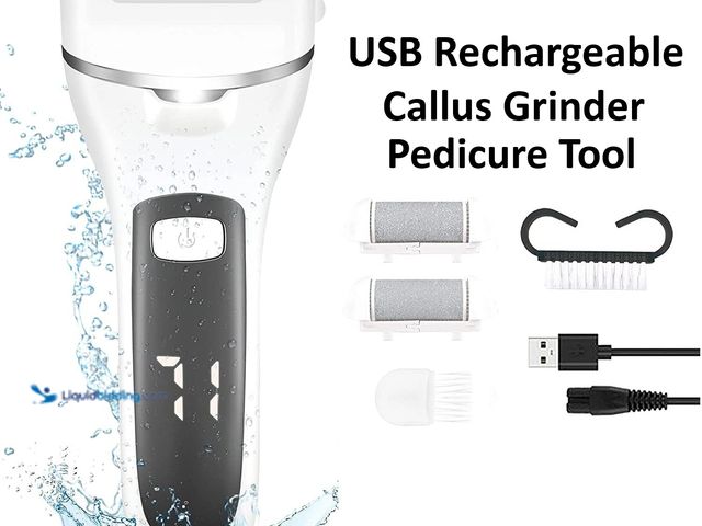 Lot 49-5434076 - USB Rechargeable Callus Grinder Pedicure Tool White - NEW - Includes 3 different quartz sand grindin...