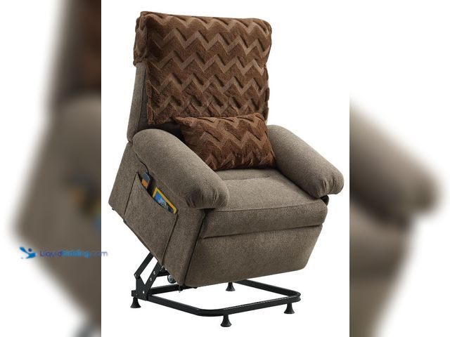 Lot 49-1565607 - Bestier Triple Motor Power Lift Recliner Chair for Elderly Small with Removable Cover, Lumbar Pillow...