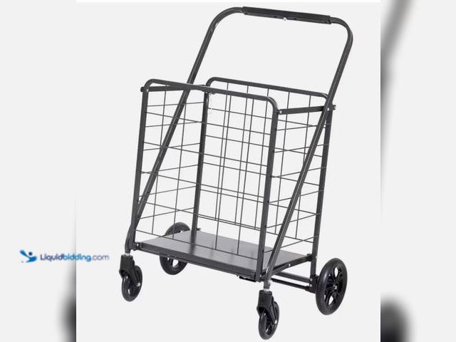 Lot 49-1623397 - Folding Shopping Cart With Brake W, Model # 335777502306, Slightly used, Scuffs/Scratches, Shipping ...
