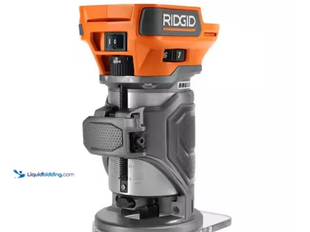 Lot 49-5574018 - RIDGID
18V Brushless Cordless Compact Router (Tool Only). Model # R860444B. Used slightly and power...