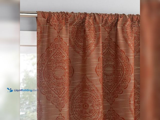 Lot 49-2021898 - Lot of (2)- Sun Zero Sintra Medallion Russet Red Polyester 40 in. W x 84 in. L Rod Pocket 100% Black...