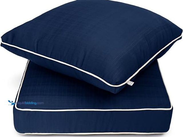 Lot 49-3614754 - Sherry Kline Sunrise Indoor/Outdoor Deep Seat Cushion Corded Edge Indigo 23"x24"x5" Seat & 25"x25" B...