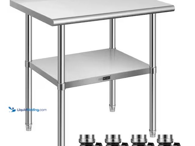 Lot 49-5478546 - VIVOHOME
24 in. x 30 in. Stainless Steel Kitchen Utility Table with Backsplash and Wheels Internet ...
